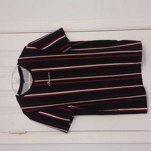 SHEIN Top Shirt With Stripes & Print Detail Design